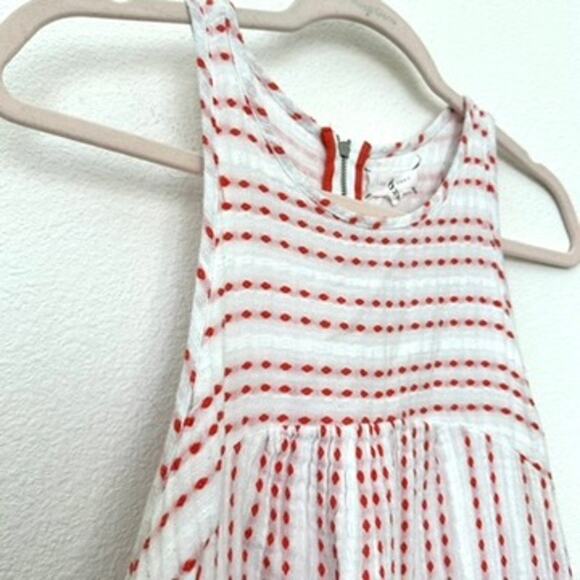 Lou & Grey Striped Sleeveless Dress with Orange Embroidered Dots, Size M - Picture 3 of 7
